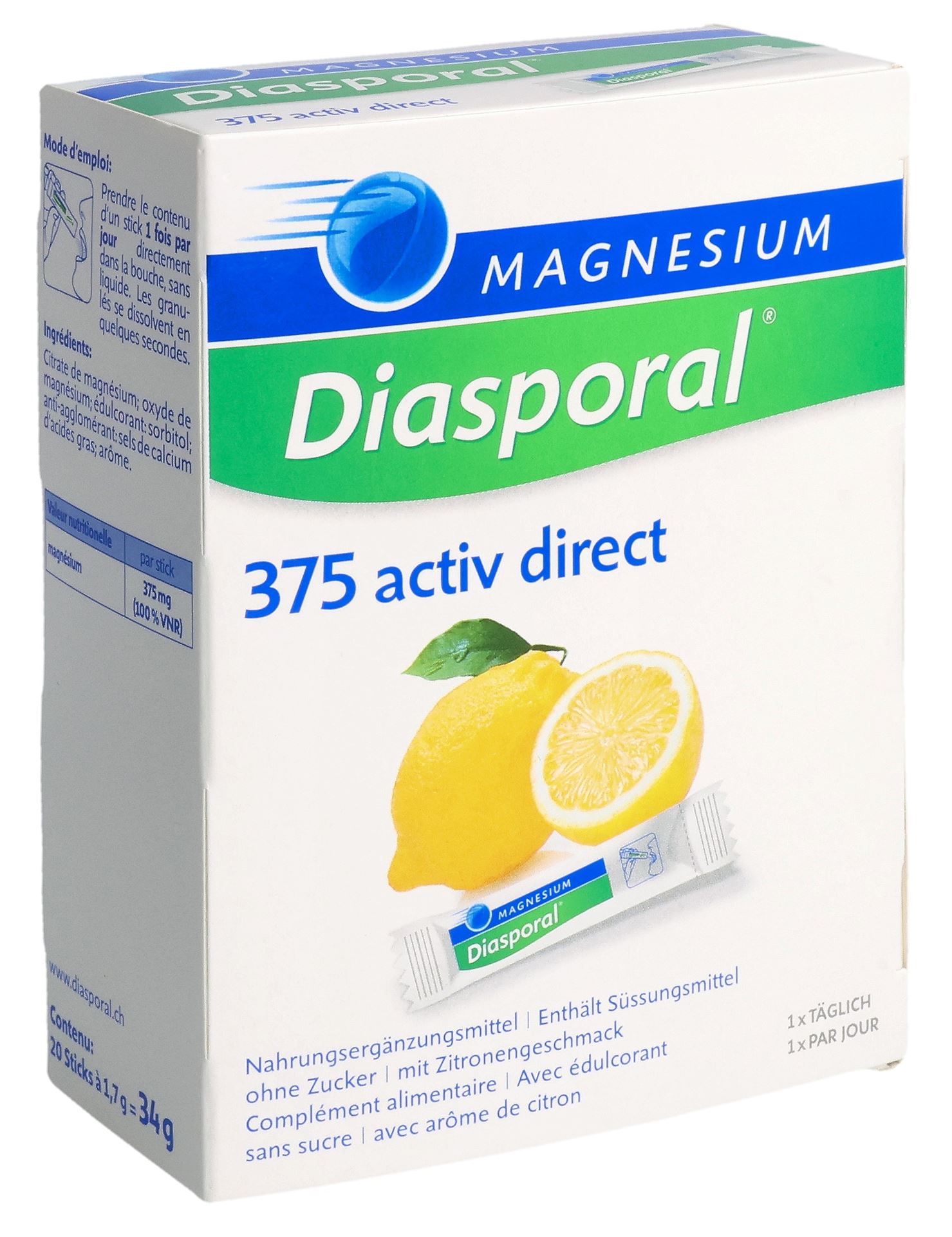 MAGNESIUM DIASPORAL Activ Direct zitrone 20 Stk – Bild 2